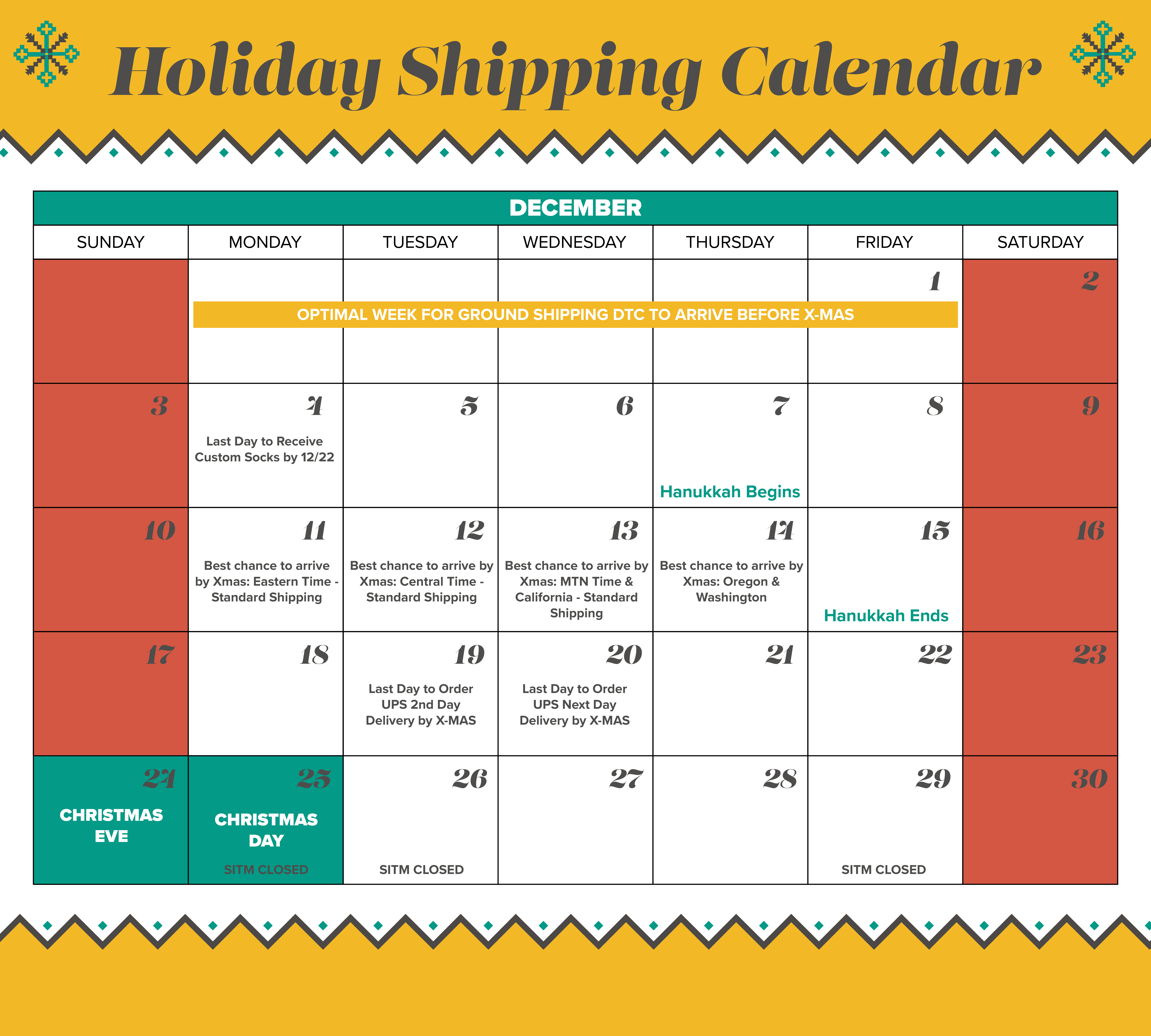 Holiday Shipping Info